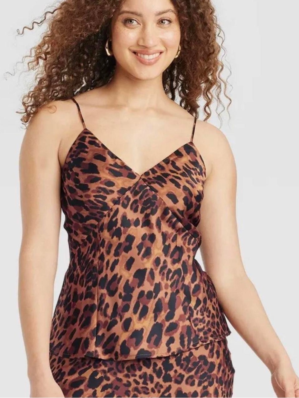 a new day Leopard Satin Cami in Brown and Black